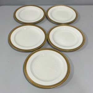 Cauldon England for Gilman Collamore antique Salad Plated gold trimmed set of 5